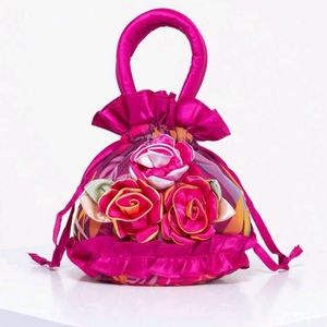 Vintage 80's Drawstring Flower Handbag